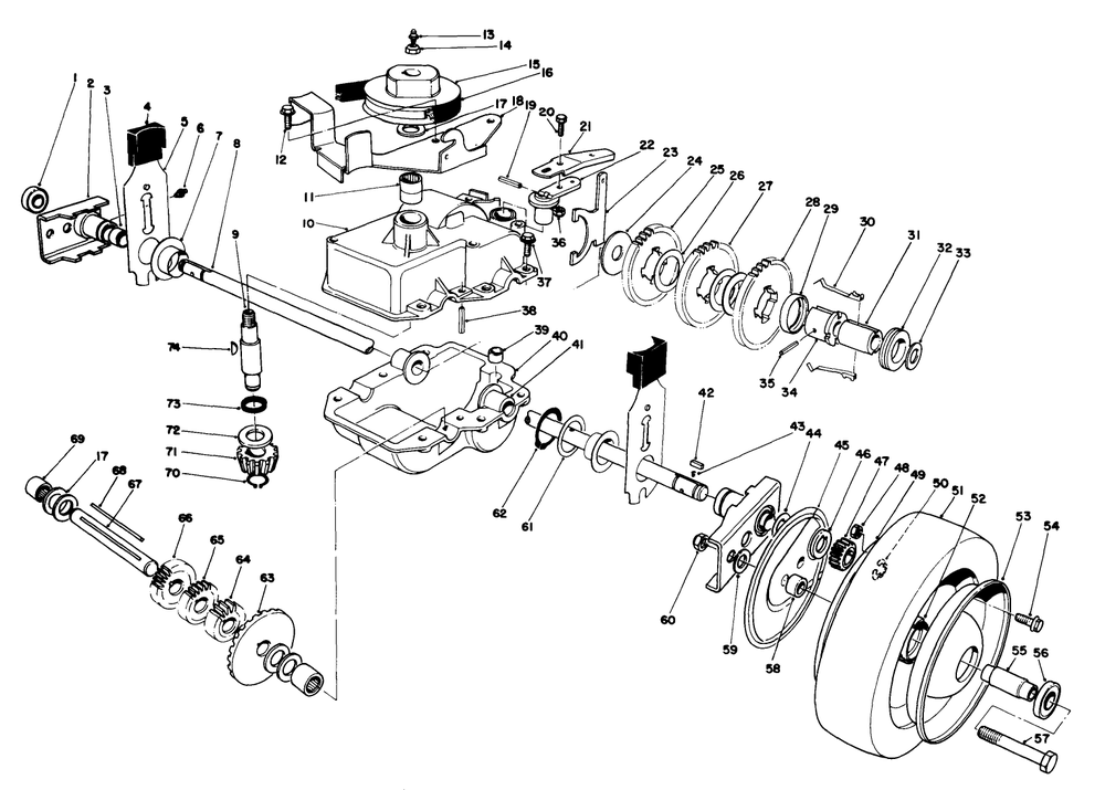 Gear Case Assembly Diagram and Parts List for 22035C 8000001 - 8999999 Toro Lawn Mower