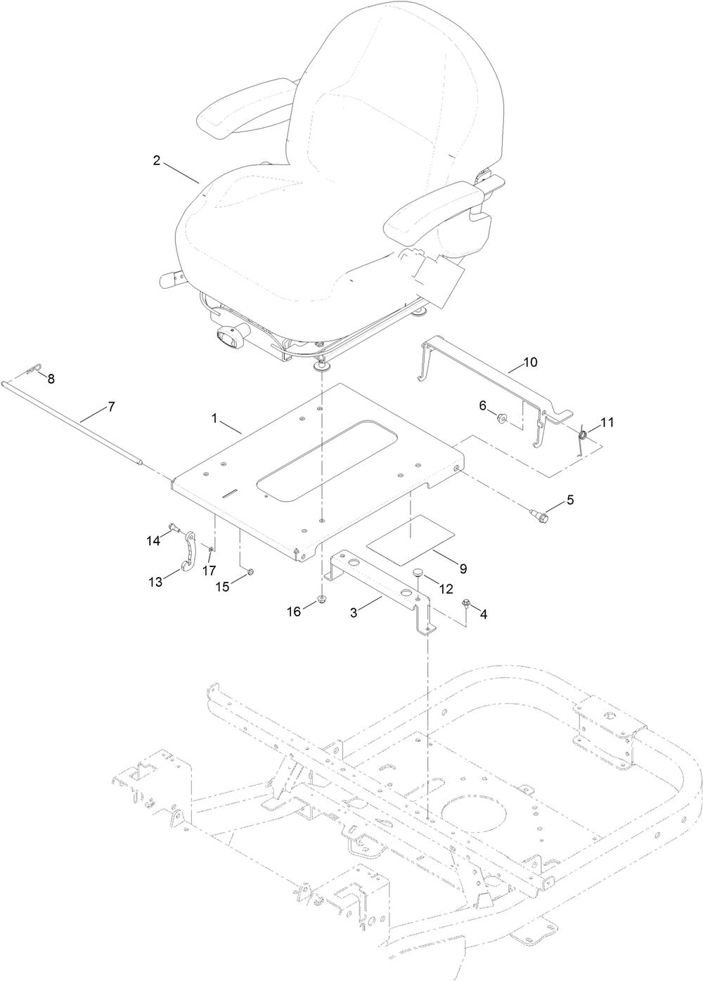 Seat Assembly Diagram and Parts List for 74882 315000001 - 315999999 Toro Lawn Tractor