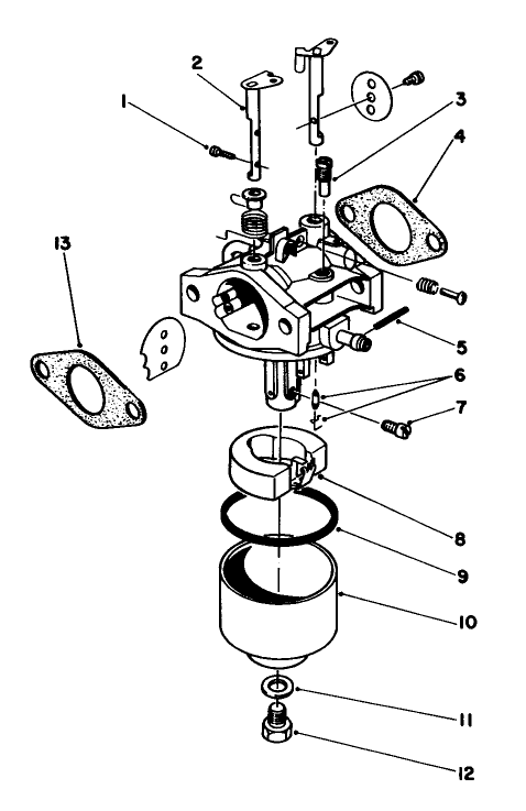 Carburetor Assembly Diagram and Parts List for 20584 4000001 - 4999999 Toro Lawn Mower