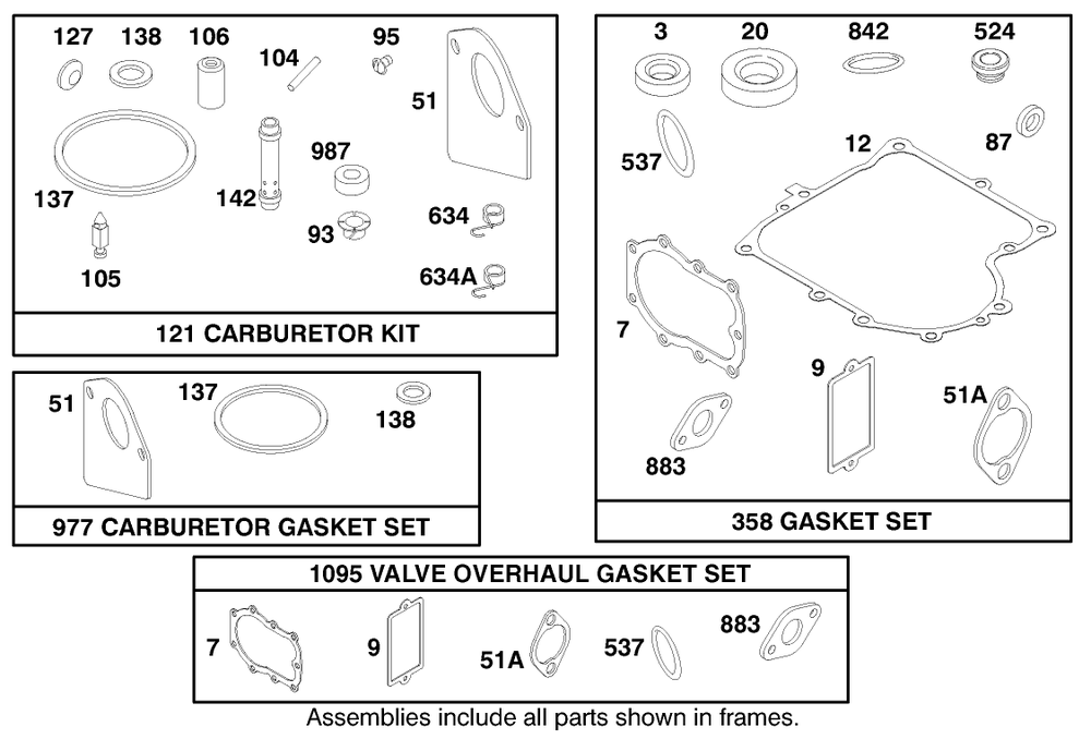 Engine Briggs & Stratton Model Diagram and Parts List for 70084 8900001 - 8999999 Toro Lawn Tractor