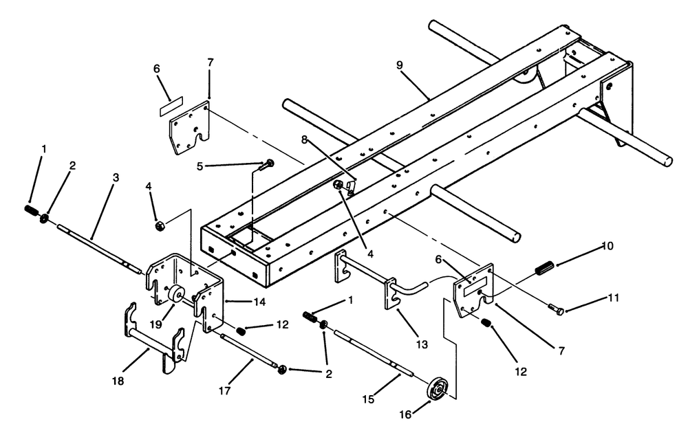 Frame And Hitch Assembly Diagram and Parts List for 73421 5901047 - 5999999 Toro Lawn Tractor
