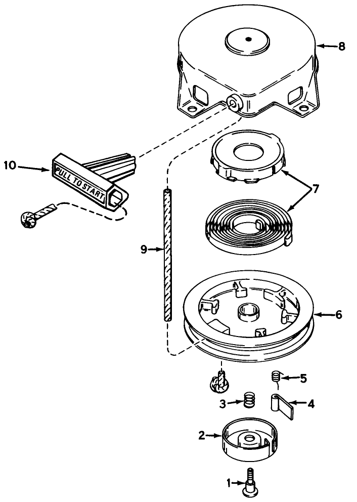 Rewind Starter No. 590537 Diagram and Parts List for 38162 1000001 - 1999999 Toro Snow Blower