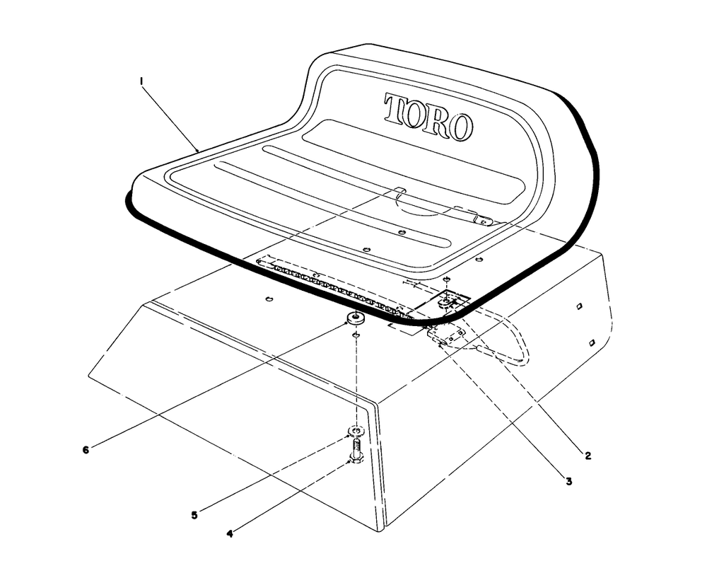 Seat Assembly Diagram and Parts List for 56125 6000001 - 6999999 Toro Lawn Tractor