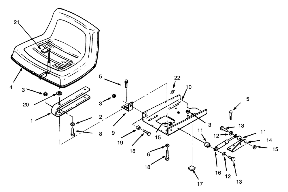 Seat Diagram and Parts List for 73401 4900001 - 4999999 Toro Lawn Tractor