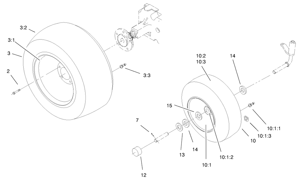 Wheels Assembly Diagram and Parts List for 73429 9900001 - 9999999 Toro Lawn Tractor