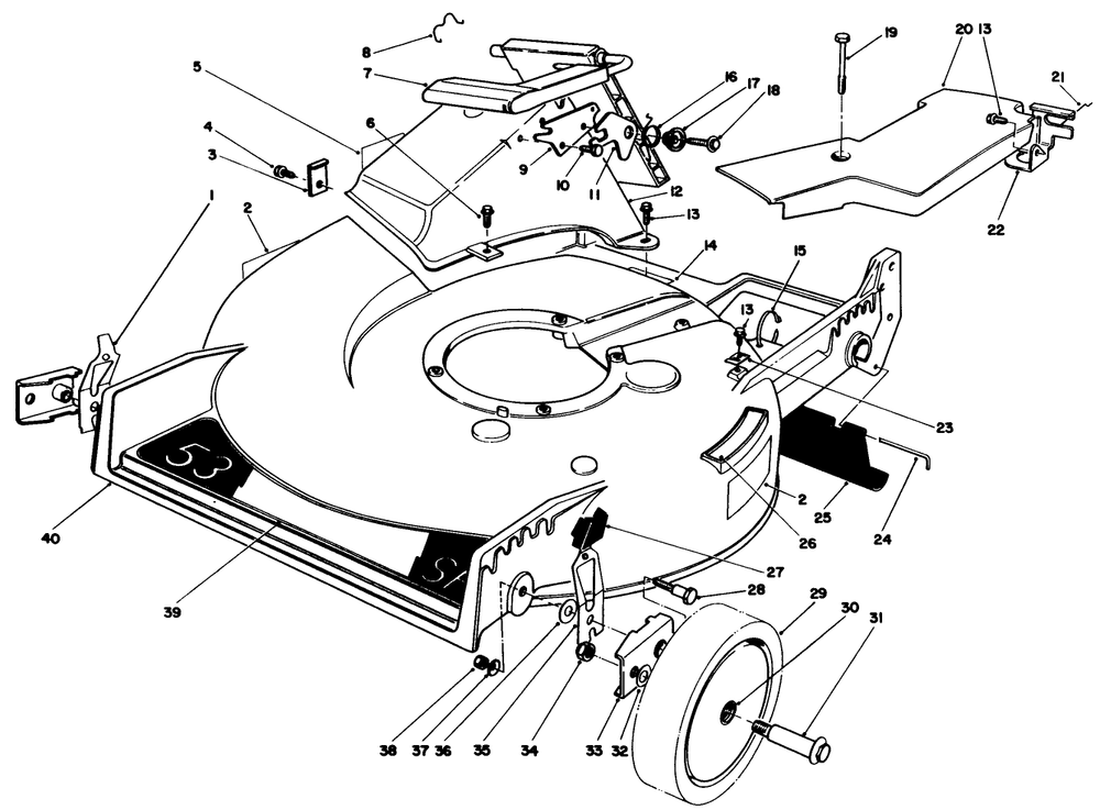 Housing Assembly Diagram and Parts List for 20622C 7000001 - 7999999 Toro Lawn Mower