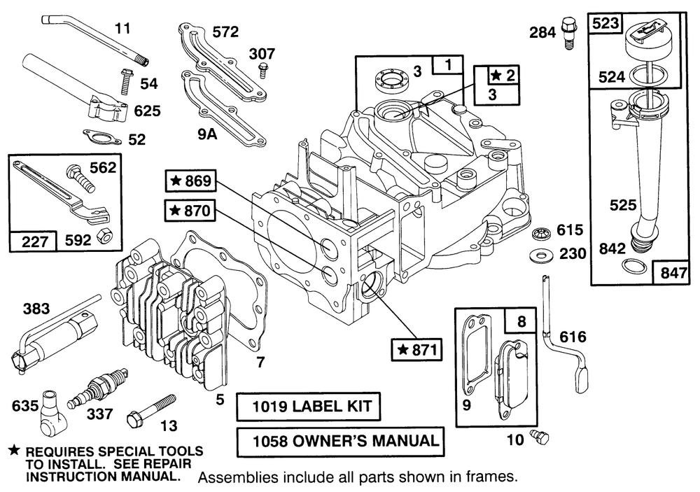 Engine Briggs & Stratton Model 12e802-0653-01 Diagram and Parts List for 21000BC 5900001 - 5999999 Toro Lawn Tractor Accessories