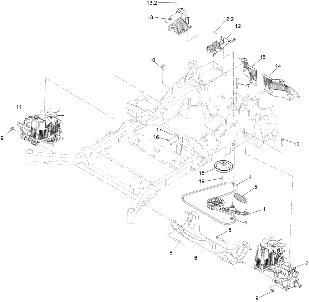 Hydraulic Drive Assembly Diagram and Parts List for 74926 402090000-403005769 Toro Lawn Mower