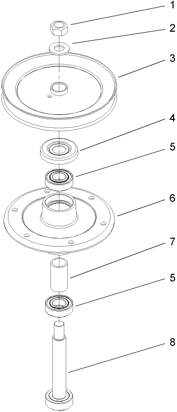 Spindle Assembly Diagram and Parts List for 30314TE (260000001-260999999)(2006) Toro Lawn Mower