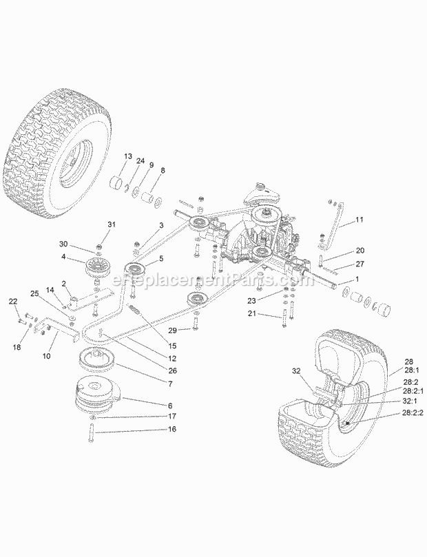 Transmission Drive Assembly Diagram and Parts List for 74585 317000001-999999999 Toro Lawn Mower