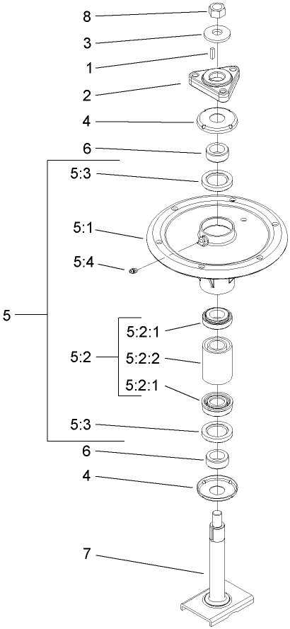 Spindle Assembly Diagram and Parts List for 74923TE (290000001-290999999)(2009) Toro Lawn Mower