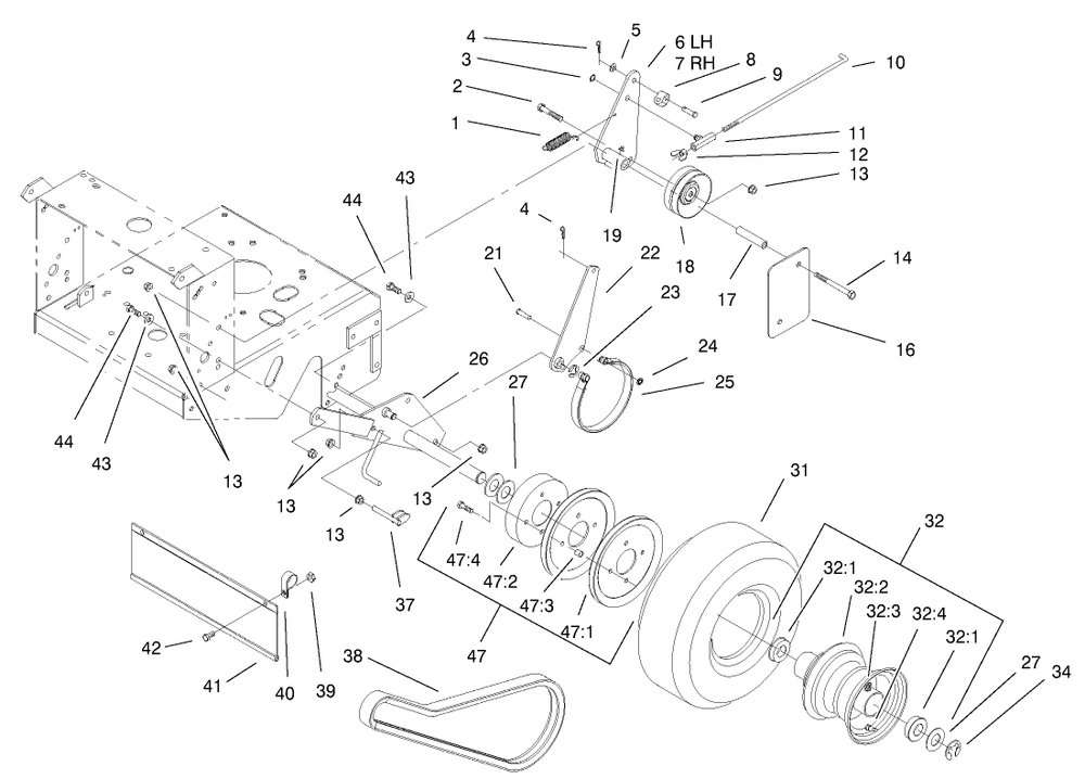 Wheel Drive Assembly Diagram and Parts List for 30194 (220000001-220999999)(2002) Toro Lawn Mower