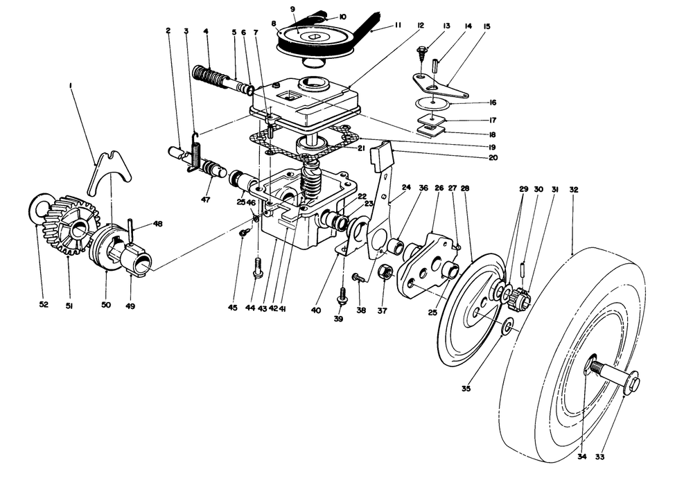 Gear Case Assembly Diagram and Parts List for 16212B 2000001 - 2999999 Toro Lawn Mower