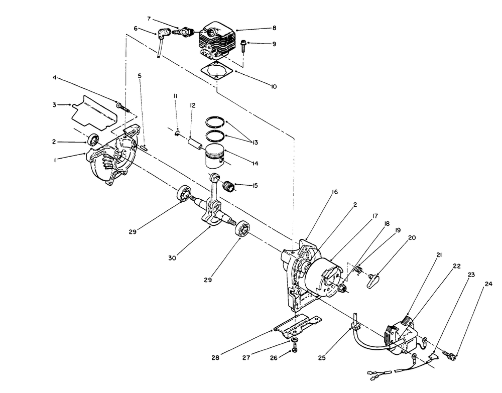 Engine Assembly (Continued) Diagram and Parts List for 51652 1000001 - 1999999 Toro Trimmer