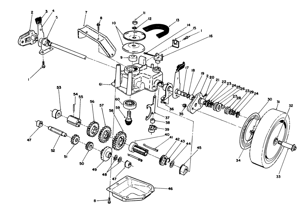 Gear Case Assembly Diagram and Parts List for 26625CS 9000001 - 9999999 Toro Lawn Mower