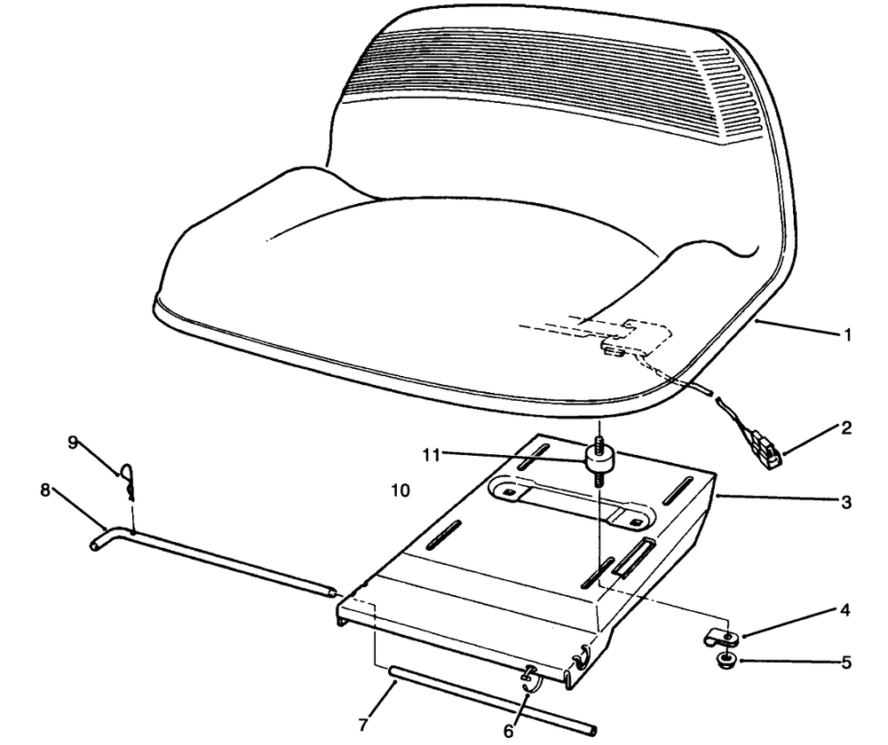 Seat Assembly Diagram and Parts List for 70120 4900001 - 4999999 Toro Lawn Tractor