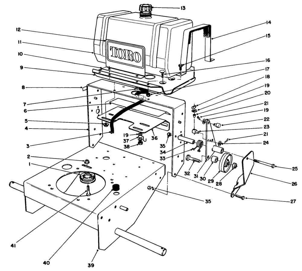 Frame Assembly Diagram and Parts List for 30103 9000001 - 9999999 Toro Lawn Tractor Accessories