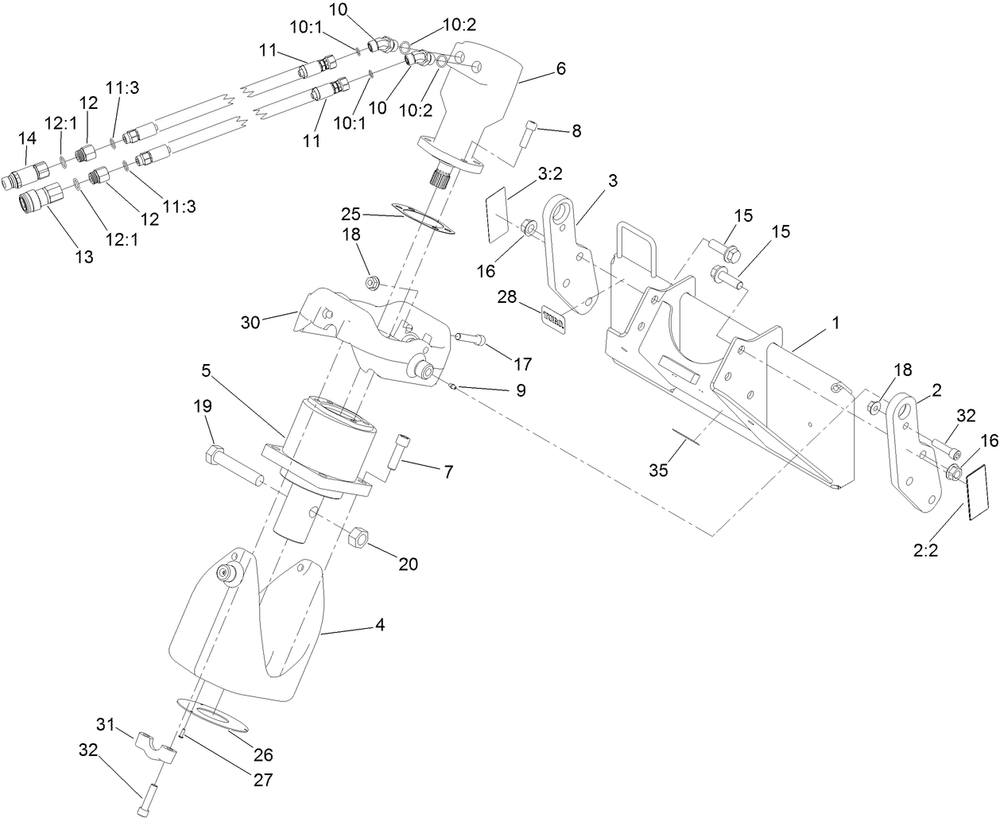 Universal Swivel Auger Head Assembly Diagram and Parts List for 22806 404320000 - 999999999 Toro Lawn Tractor Accessories