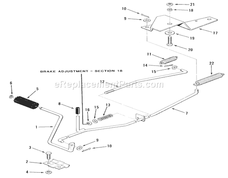 Clutch, Brake Linkage Diagram and Parts List for 33-08BP01 1985 Toro Lawn Tractor