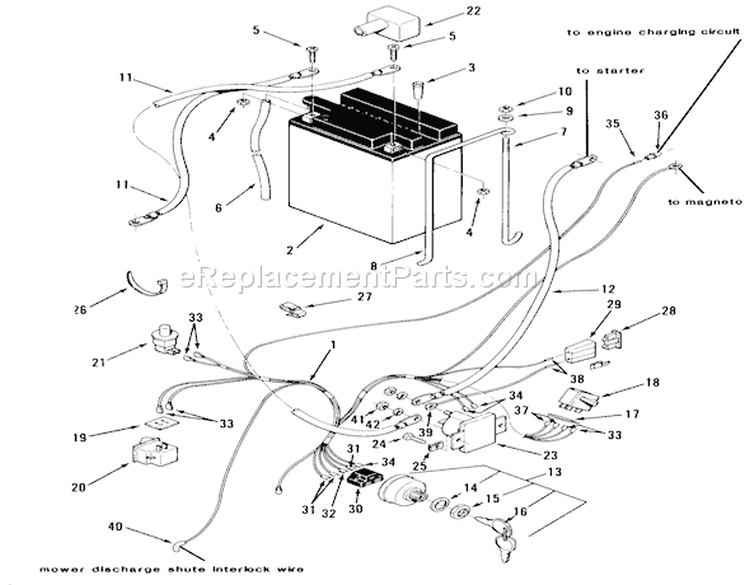 Electrical System Diagram and Parts List for 33-08BP01 1985 Toro Lawn Tractor