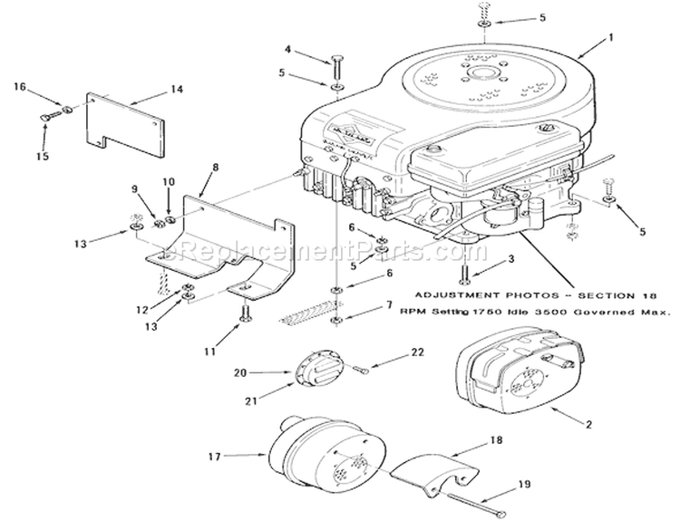 Engines Diagram and Parts List for 33-08BP01 1985 Toro Lawn Tractor