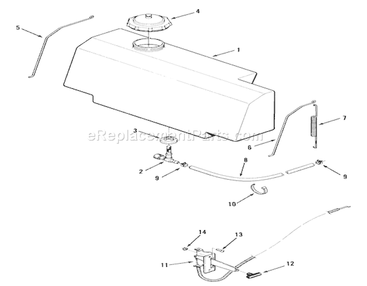 Fuel System Diagram and Parts List for 33-08BP01 1985 Toro Lawn Tractor