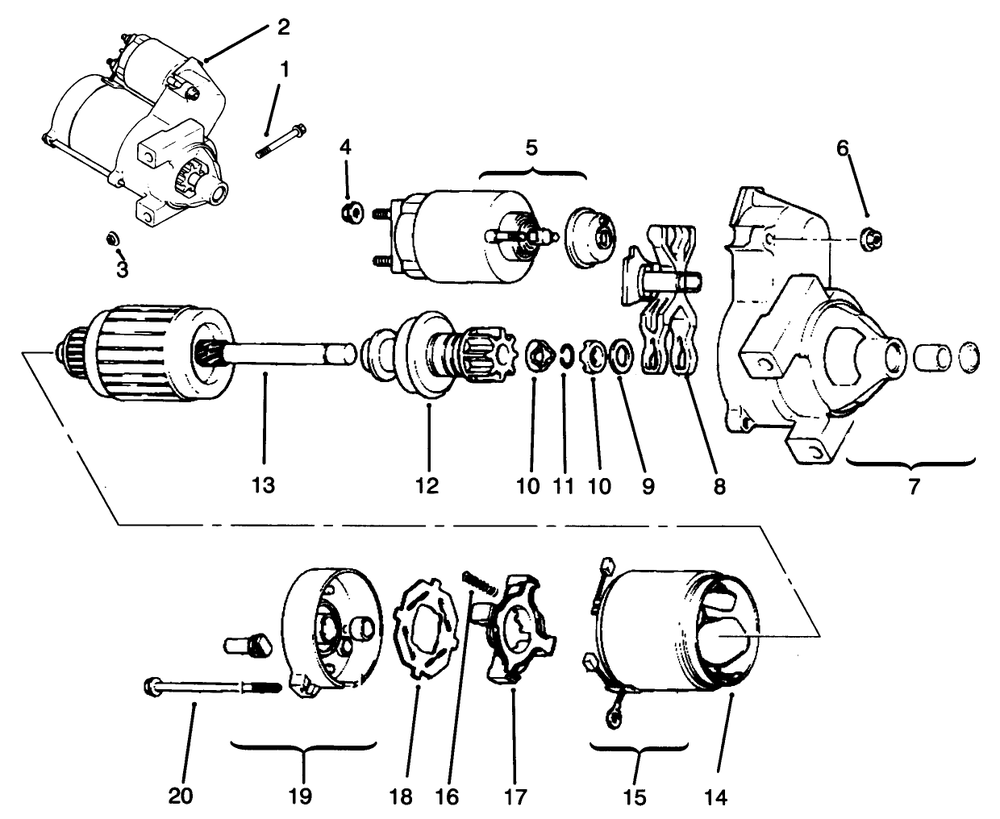Starting System Diagram and Parts List for 72043 6900001 - 6999999 Toro Lawn Tractor