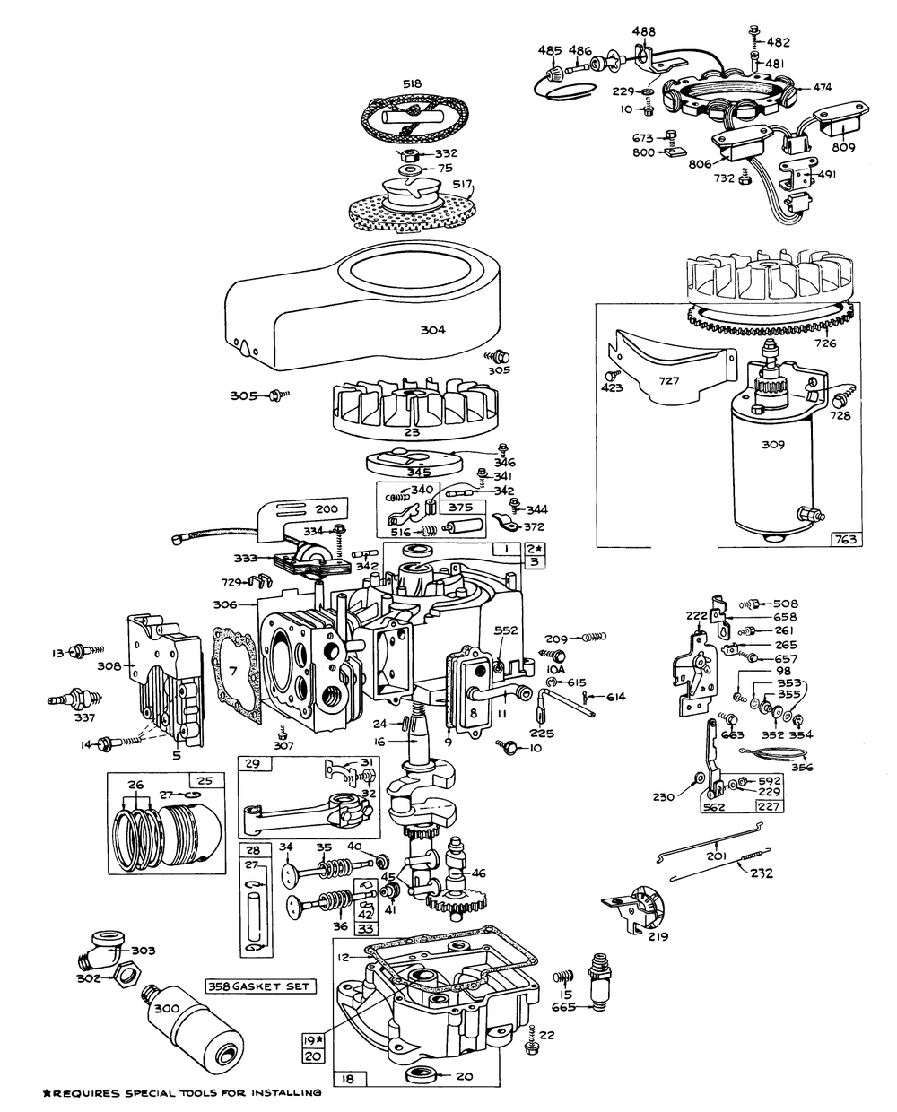 Model 190707-0142 Engine Assembly (Electric Start) Briggs & Stratton Diagram and Parts List for 55256 1000001 - 1999999 Toro Lawn Tractor