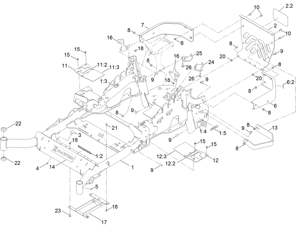 Frame Assembly Diagram and Parts List for 72951 414086163 - 999999999 Toro Lawn Tractor