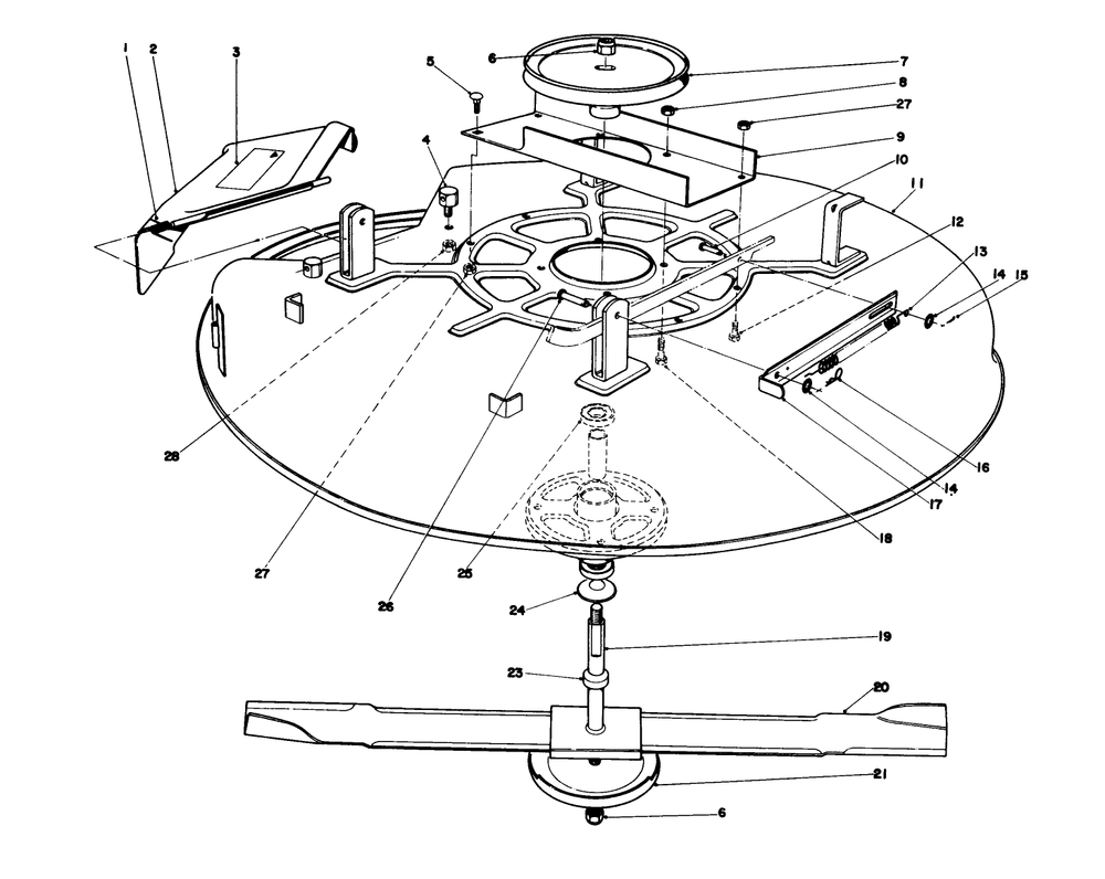 Cutting Deck Diagram and Parts List for 57375 0000001 - 0999999 Toro Lawn Tractor