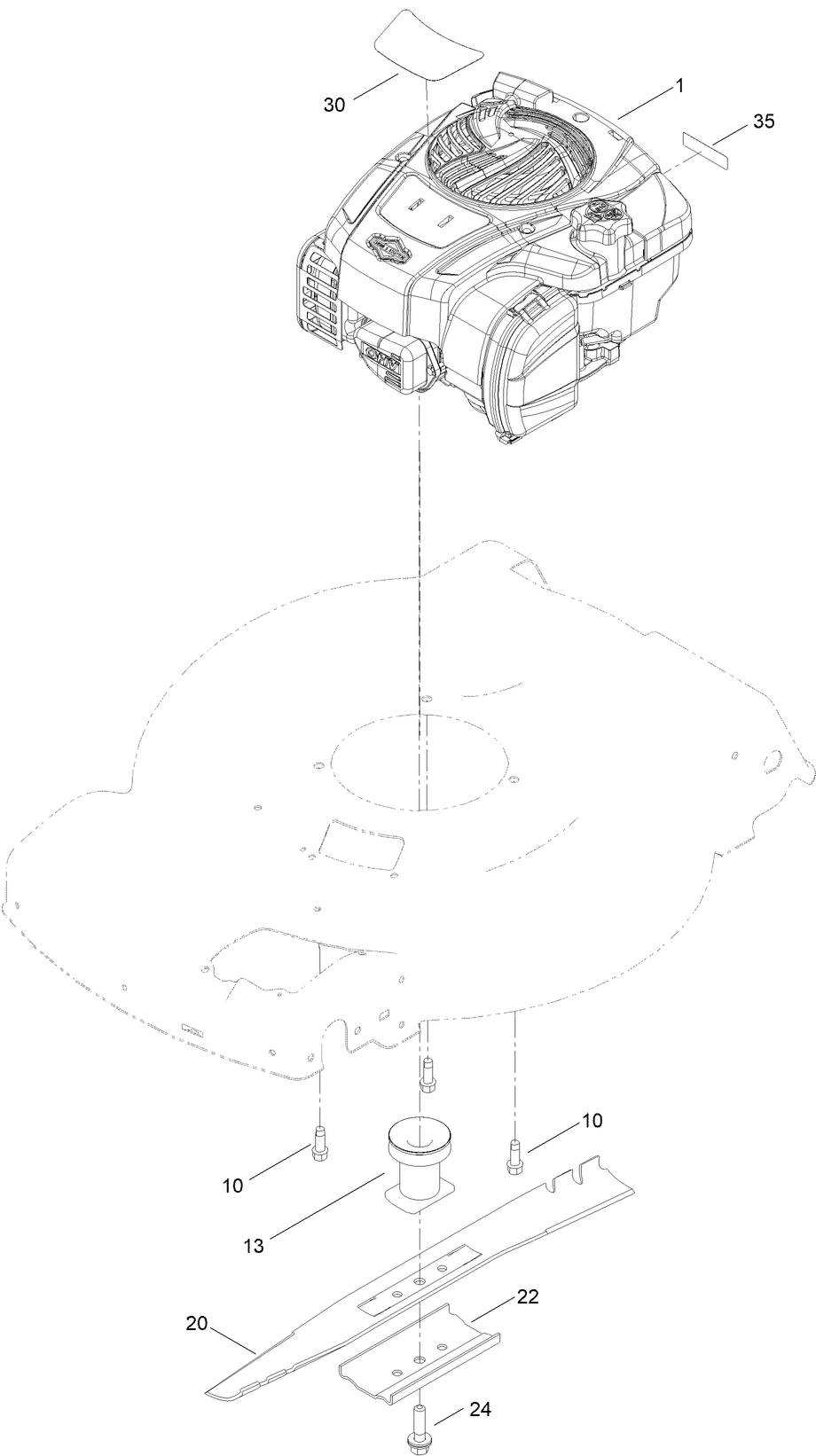 Engine And Blade Assembly Diagram and Parts List for 21442 400000000 - 411820184 Toro Lawn Mower
