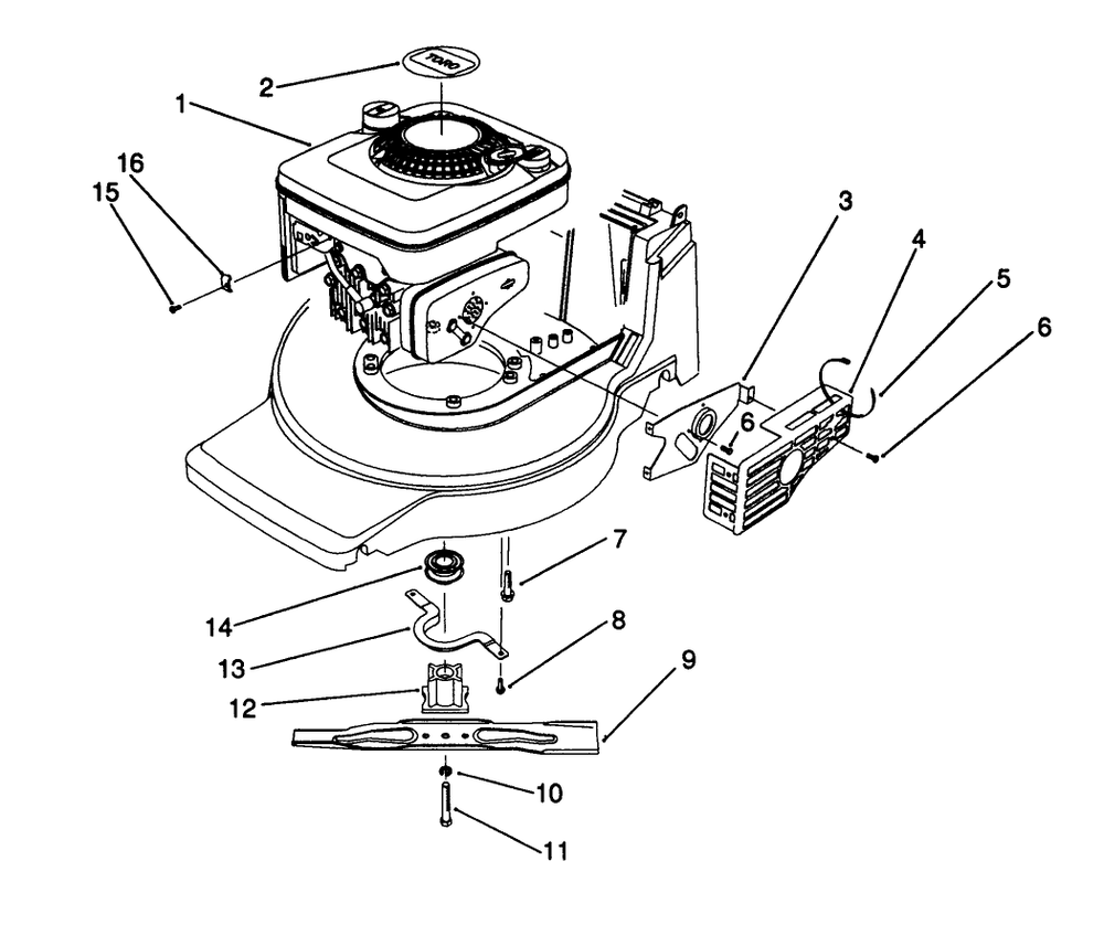 Engine Assembly Diagram and Parts List for 20905B 0000001 - 0999999 Toro Lawn Mower
