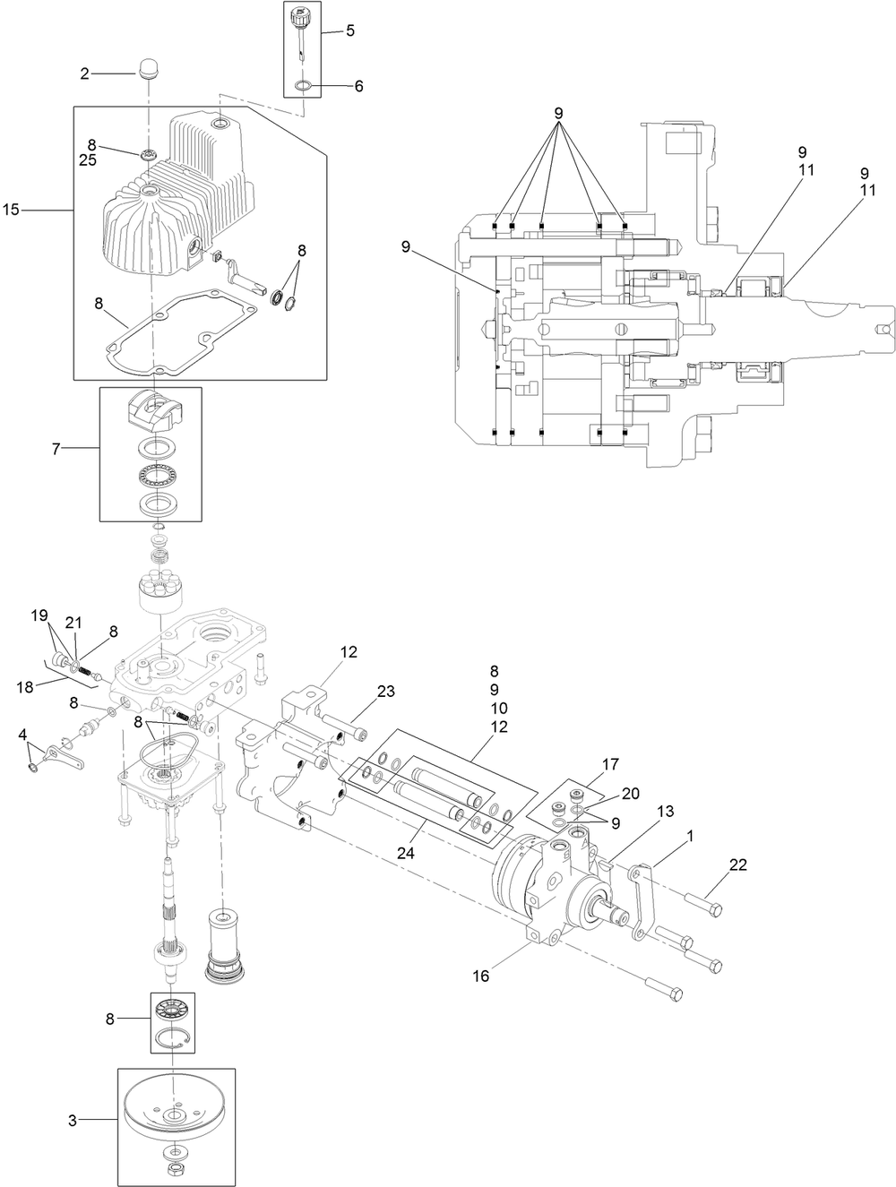 Rh Hydro Assembly Diagram and Parts List for 74952 403319825-999999999 Toro Lawn Mower