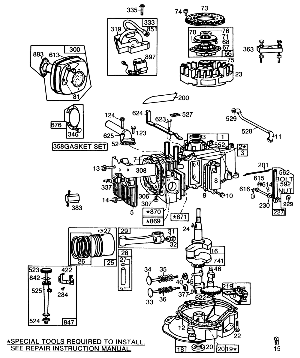 Engine Briggs & Stratton Model No. 130902 Type 1200-01 (Continued) Diagram and Parts List for 22005 4000001 - 4999999 Toro Lawn Mower