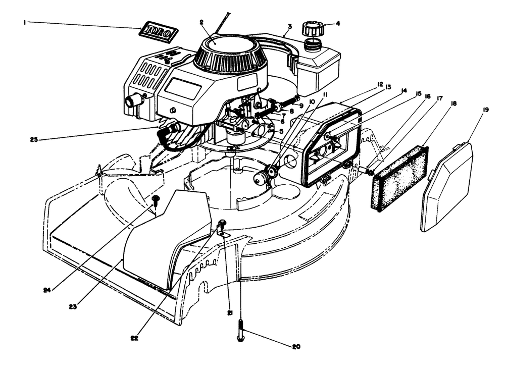 Engine Assembly Diagram and Parts List for 16212 0000001 - 0999999 Toro Lawn Mower