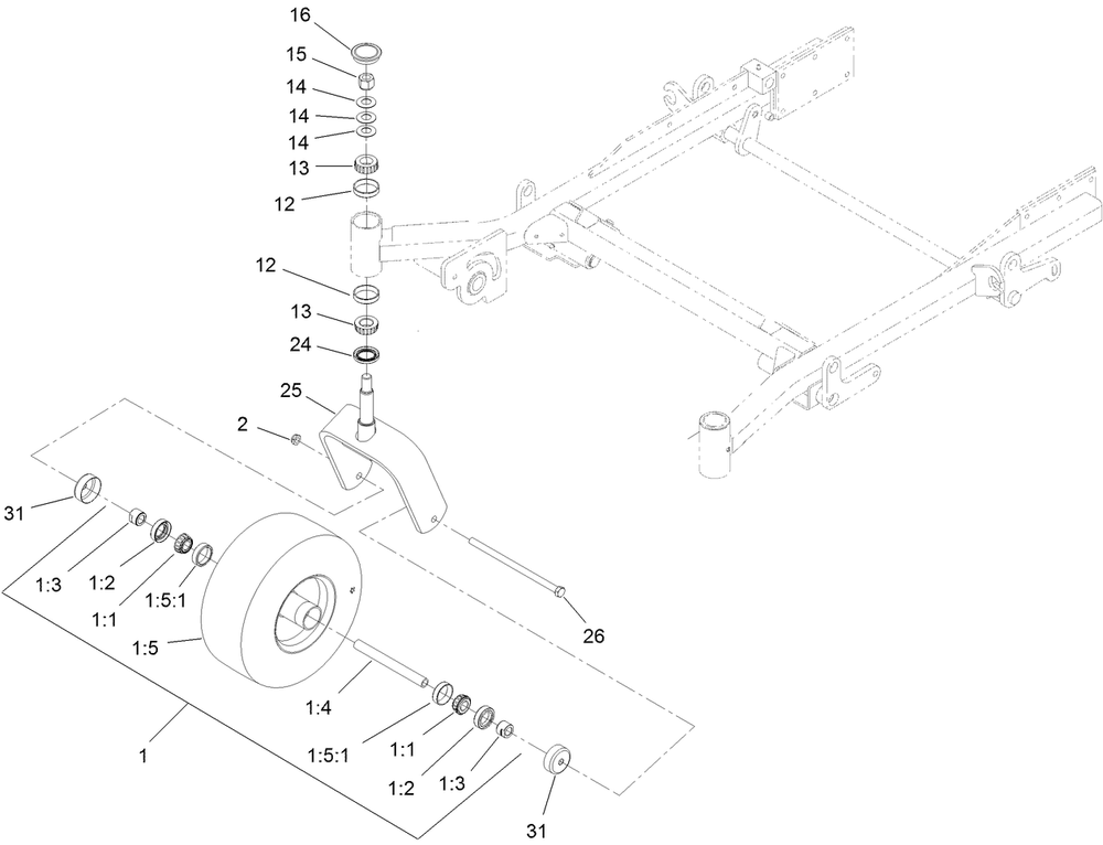 Fork, Caster Wheel Assembly Diagram and Parts List for 72267 410000000-999999999 Toro Lawn Mower