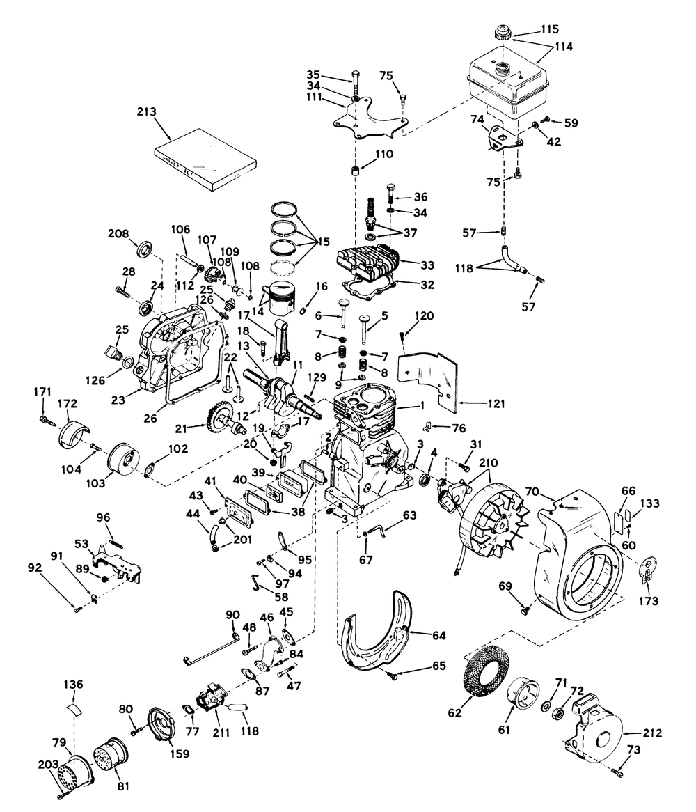 Engine Tecumseh Model No. H30-35168h Diagram and Parts List for 58010 2000001 - 2999999 Toro Tiller