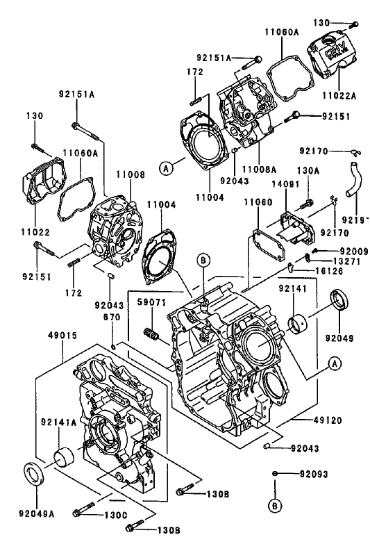 Cylinder/Crankcase Diagram and Parts List for 74214 (210000001-210999999)(2001) Toro Lawn Mower