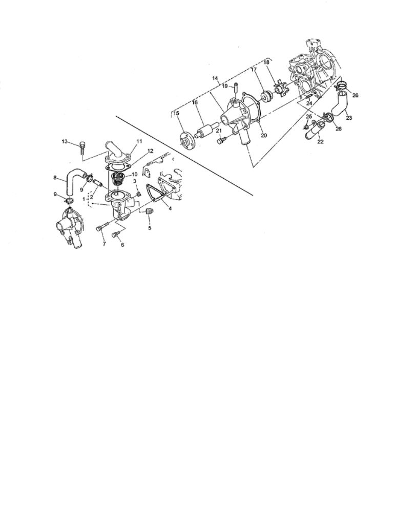 Water Flange/Pump/Pipe/Thermostat Diagram and Parts List for 74264 260000001 AND UP Toro Lawn Mower