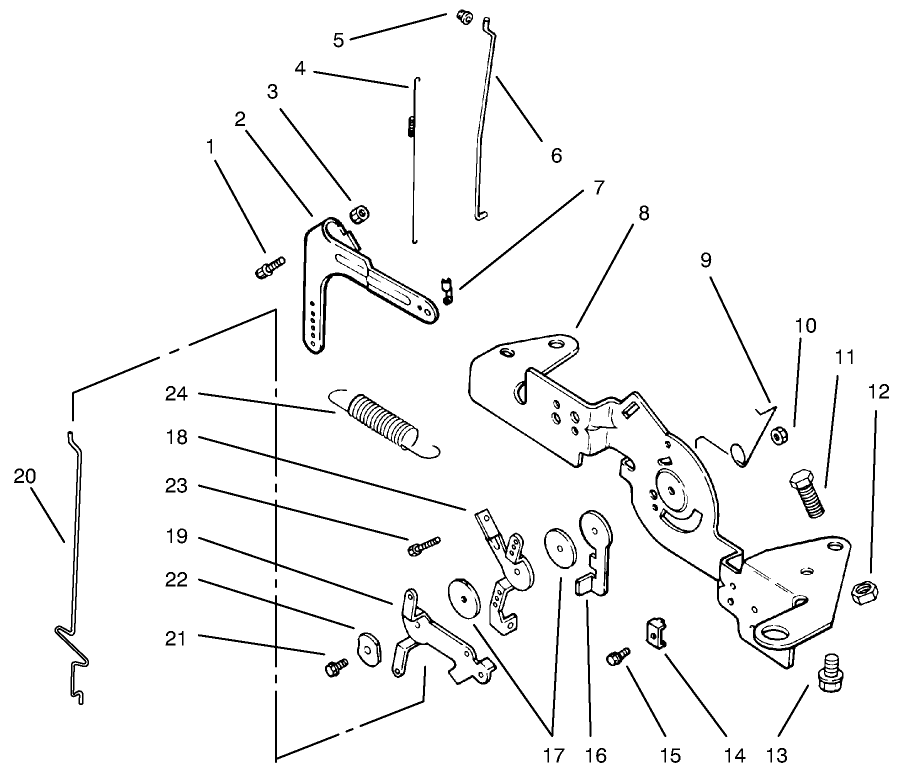 Engine Controls Diagram and Parts List for 72102 7900001 - 7999999 Toro Lawn Tractor