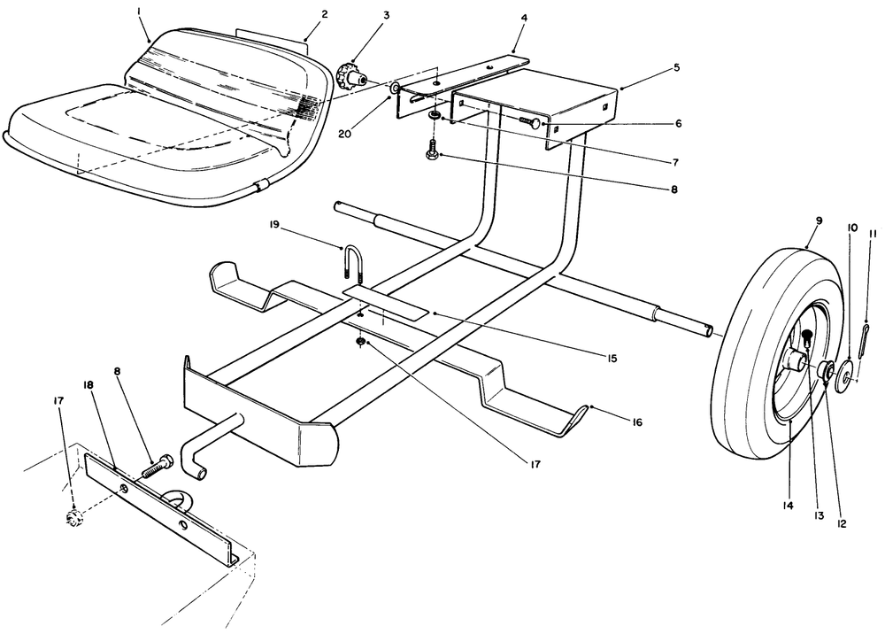 Sulky Kit Model No. 30122 (Optional) Diagram and Parts List for 30112 0000001 - 0999999 Toro Lawn Tractor Accessories