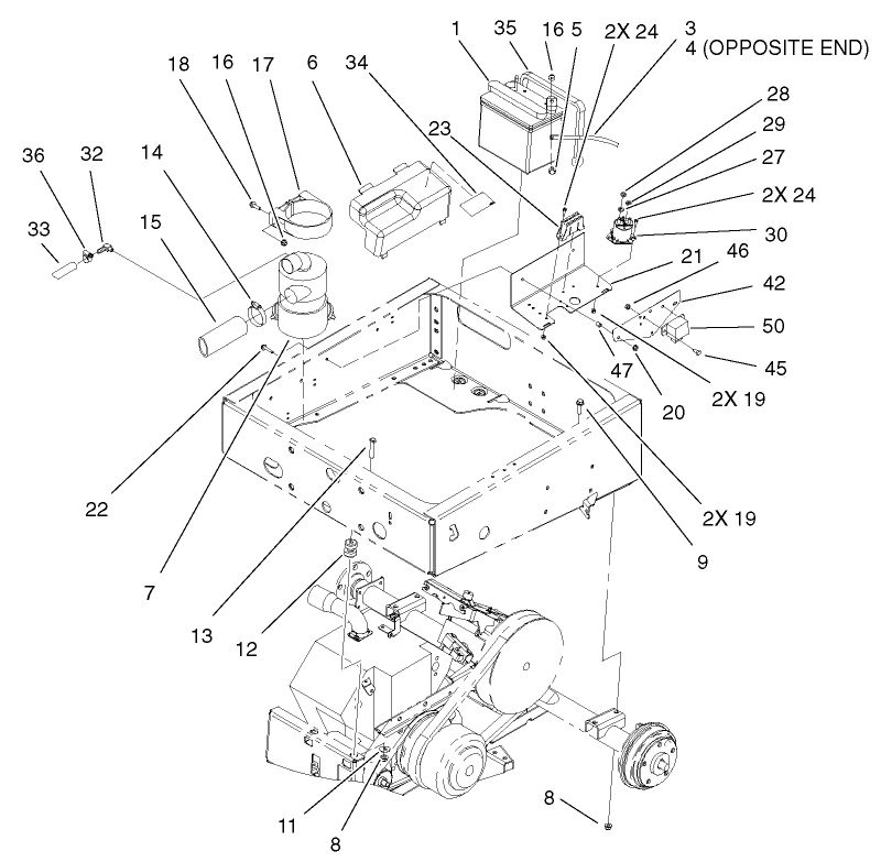 Drivetrain Mount Assembly Diagram and Parts List for 12003 220000001 - 220999999 Toro Lawn Tractor