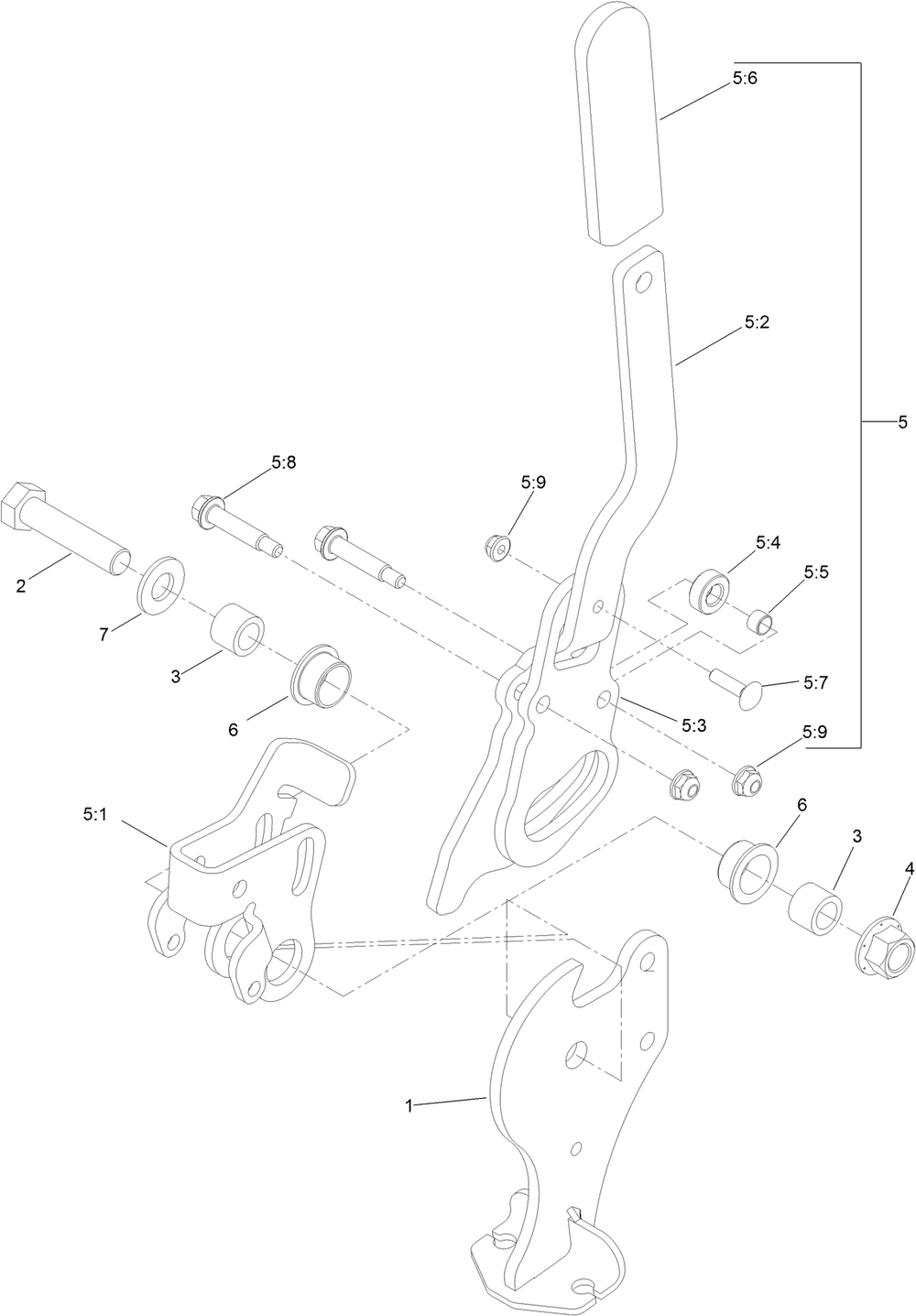 Parking Brake Handle Assembly Diagram and Parts List for 74902TE (314000001-314999999)(2014) Toro Lawn Mower
