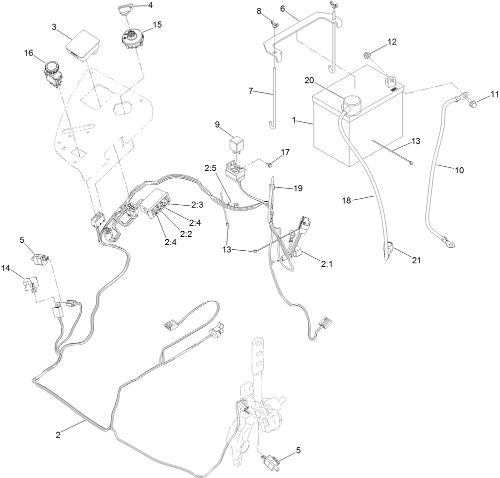Electrical Assembly Diagram and Parts List for 72960 409200000-999999999 Toro Lawn Mower