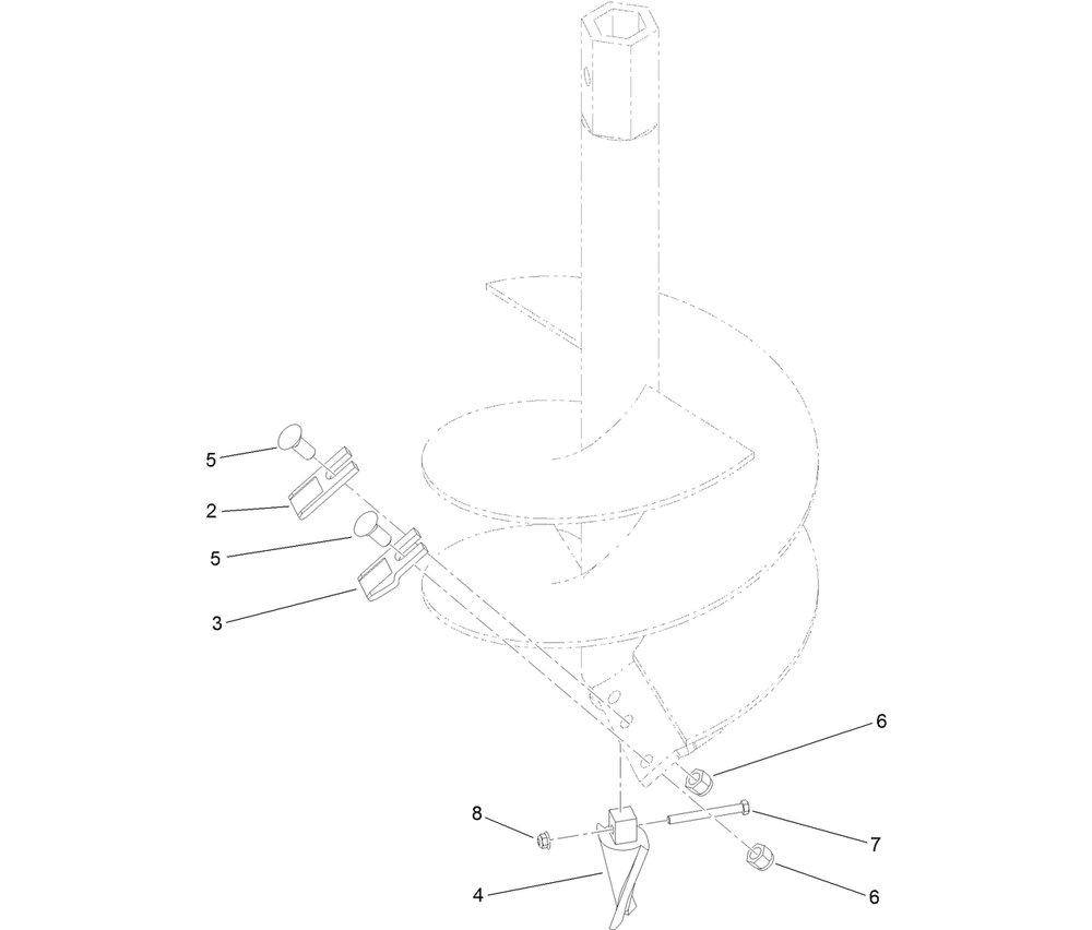 18 Inch Standard Auger Bit Assembly Diagram and Parts List for 22556  Toro Auger
