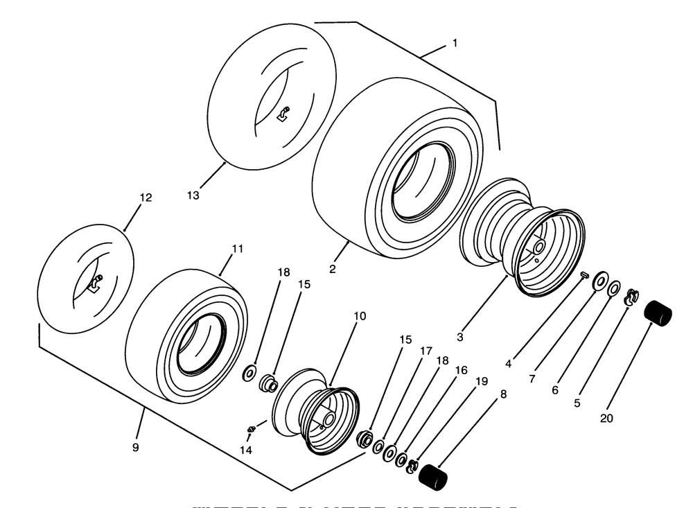 Wheels & Tires Assembly Diagram and Parts List for Y1-16OEE4 2000001 - 2999999 Toro Lawn Tractor