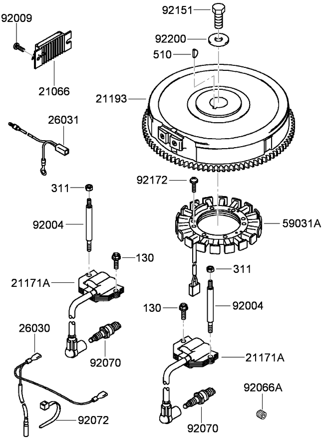 Electric Equipment Assembly Diagram and Parts List for 74569 (290000001-290000206)(2009) Toro Lawn Mower