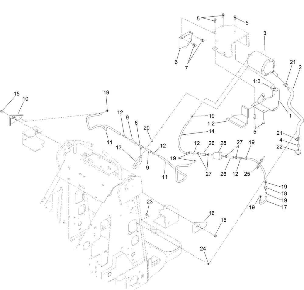Carbon Canister Assembly Diagram and Parts List for 22318 409342969 - 409809999 Toro Lawn Tractor Accessories