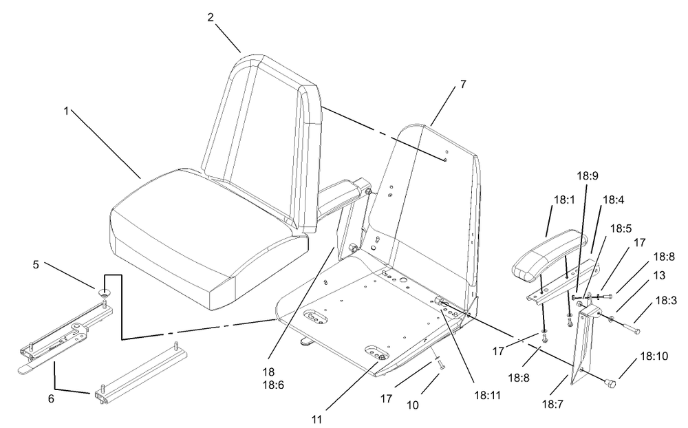 Seat Assembly No. 1-633705 Diagram and Parts List for 74170 990001 - 999999 Toro Lawn Tractor