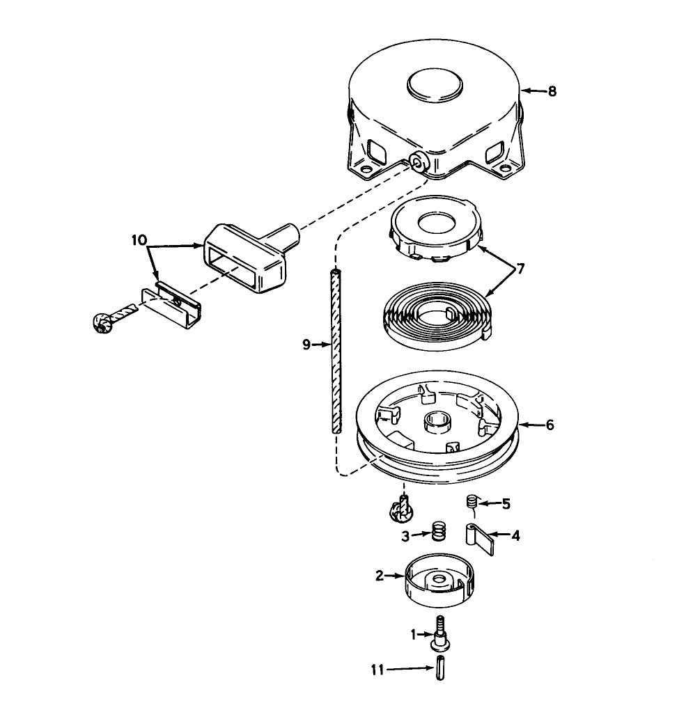 Rewind Starter No. 590420 (Recoil) Diagram and Parts List for 57131 3000001 - 3999999 Toro Lawn Tractor